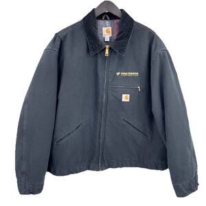 VINTAGE Carhartt Jacket Mens 3XL Black Detroit Canvas Blanket Lined J001 USA